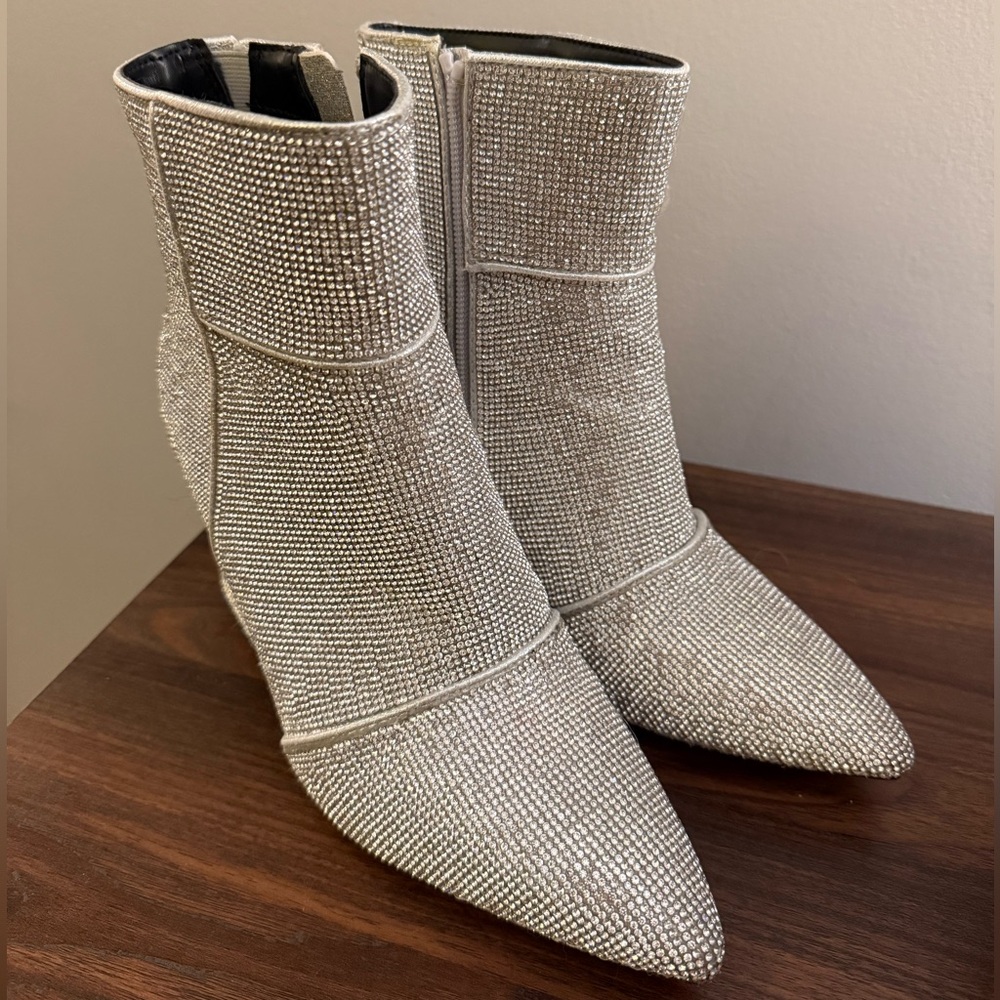 A New Day Shimmering Silver Ankle Booties
